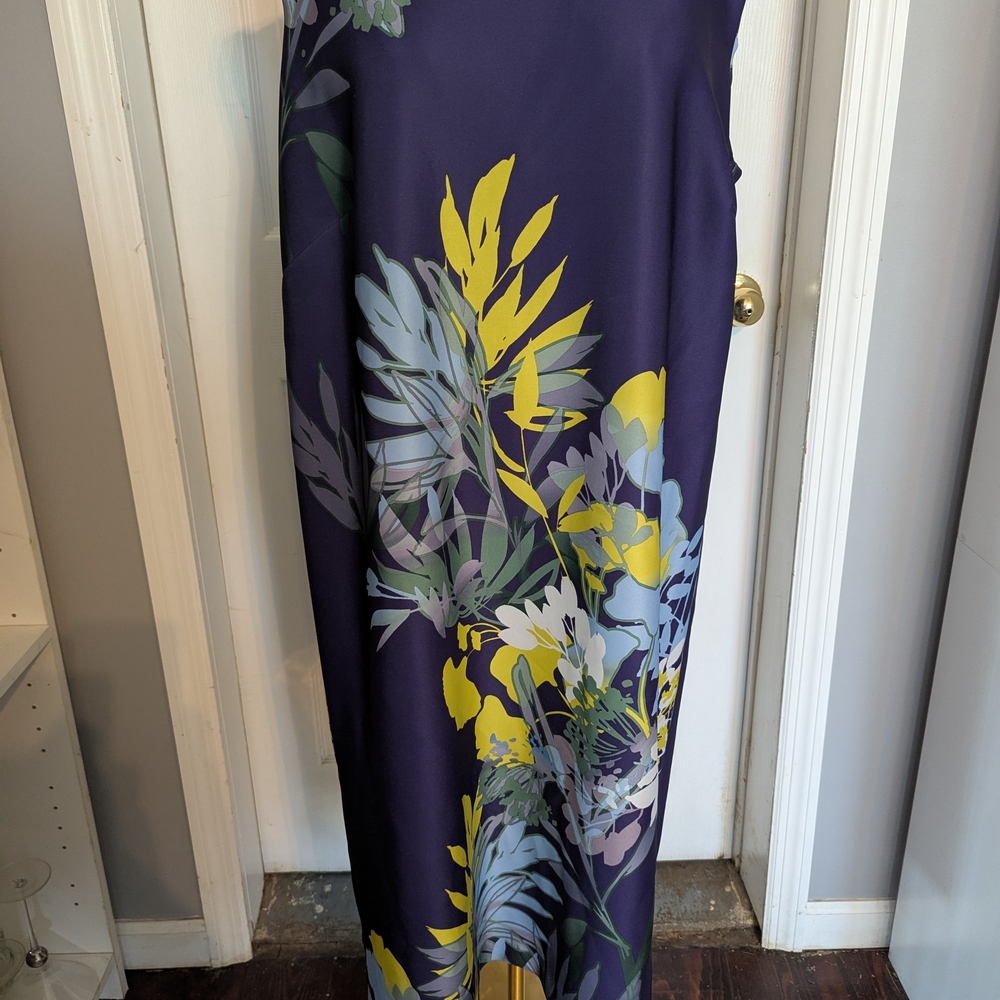 Gabby Skye - 18W Floral Scuba Dress in Purple and Yellow